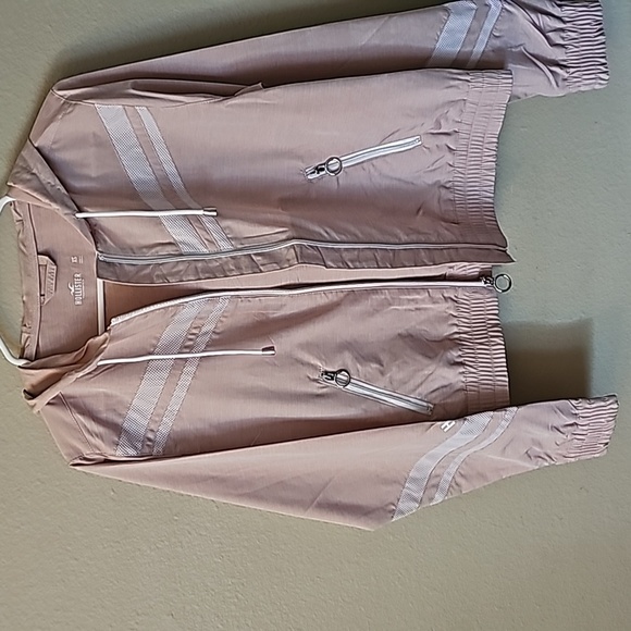 Pink cropped chic windbreaker jacket with white stripes size xs NWT - Picture 5 of 5